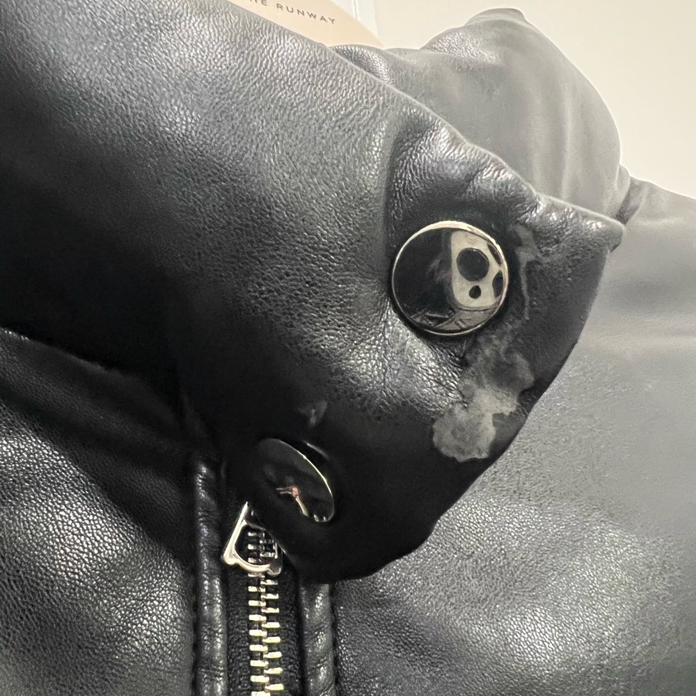 MILLY Black Faux Leather Puffer Coat Size Medium $495 - Picture 3 of 5